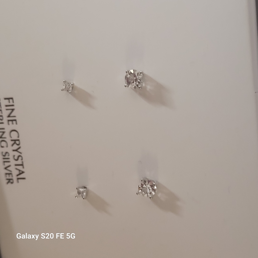 Giani Bernini Fine Crystal Sterling Silver Stud Earrings Set Nwt